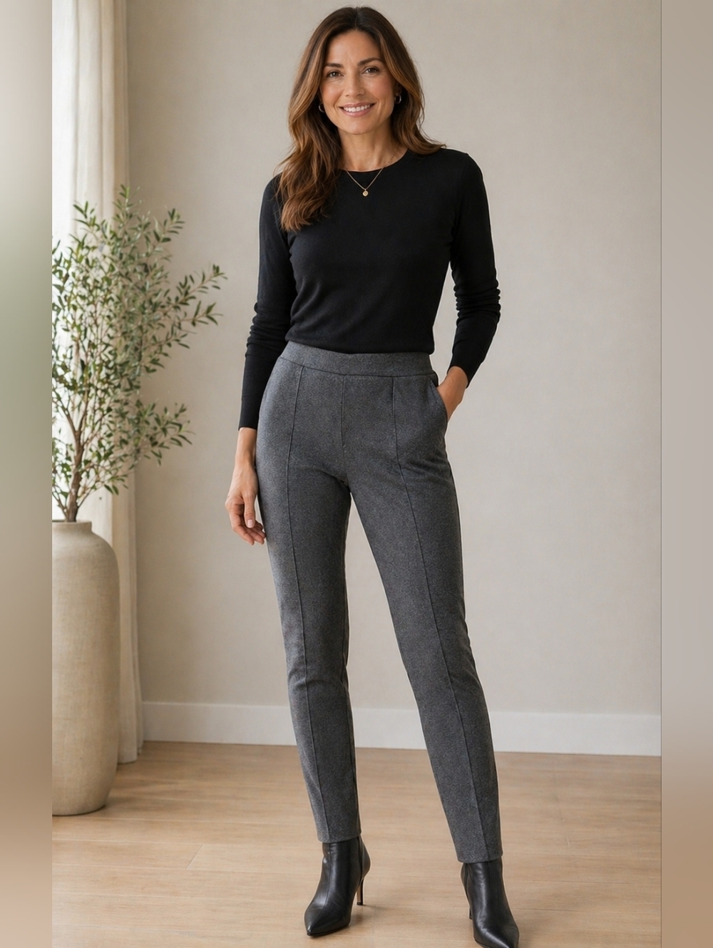 rag & bone Grey Wool Slim Tailored Pants | Fitted Workwear Trouser
